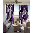 thumbnail image 4 of Blackout Curtains for Bedroom, Purple Stripe Room Darkening Window Drapes for Living Room, Black Grey White Gradient Striped Geometric Thermal Insulated Grommet Curtains, 42x63 inch, 2 Panels, 4 of 9