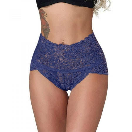 

Homadles Underwear Women- Sexy Lace Underwear Lingerie Thongs Panties Ladies Hollow Out Underwear Dark Blue XXXL