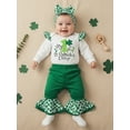 thumbnail image 4 of Loicainy Baby Toddler Girls Irish Outfits 3 6 9 12 18 Months Long Sleeve Ruffle Romper + Flare Pants + Headband Newborn Spring Clothes Set, 4 of 9