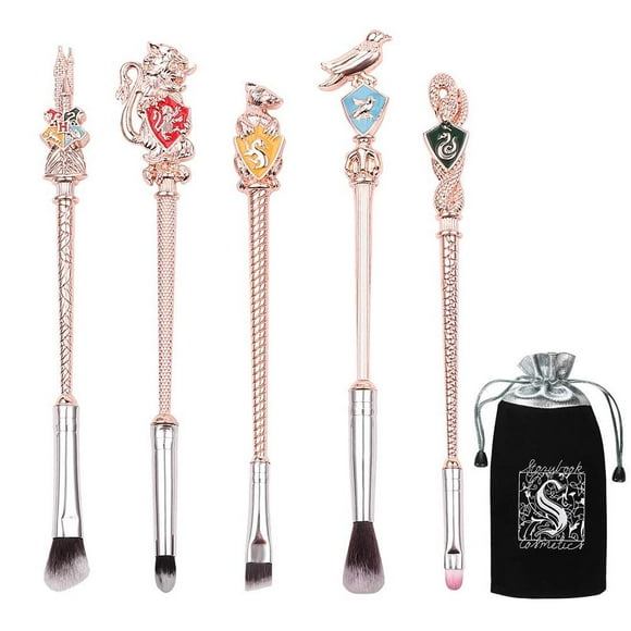 Juego de brochas de maquillaje Wizard Wand, 5 piezas, perfectas para sombra de ojos, delineador de ojos, mezcla, lápiz labial, incluye bolsa de regalo