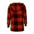 thumbnail image 6 of Women's Shacket Jacket Plaid Red Winter Long Sleeve Faux Shearling Oversized Jacket S, 6 of 7