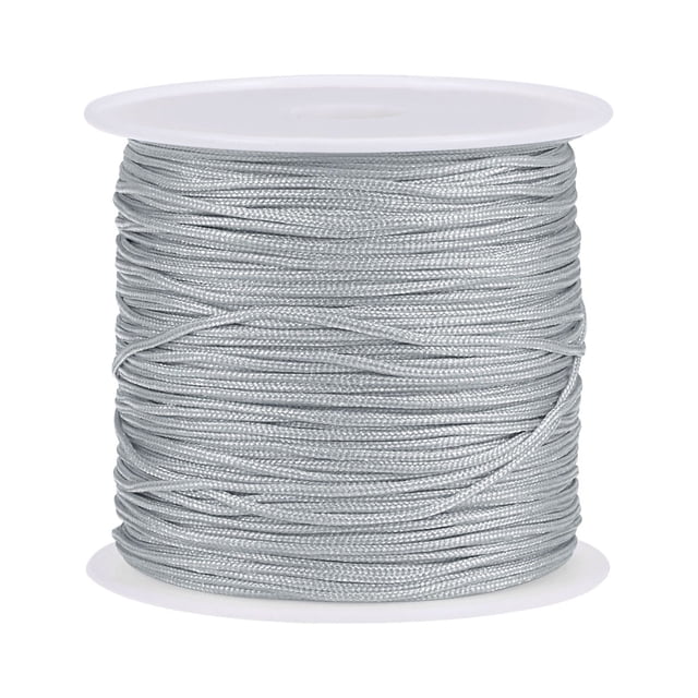 Unique Bargains Nylon Cord DIY Making Satin String Craft Wire with Plastic Spool 147ft, Silver Tone