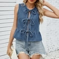 thumbnail image 4 of Women's Camisole Tank Tops Fashion Denim Vest With Lace Up Detail Ruffled Hemline For Wear Summer Basic Slim Cute Tops 2025, 4 of 6