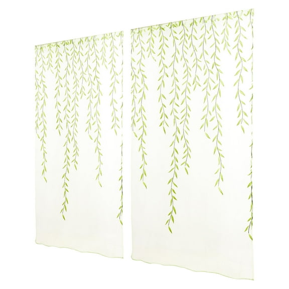LIOOBO Elegant Green Sheer Curtains for Window Tulle and Light Filtering