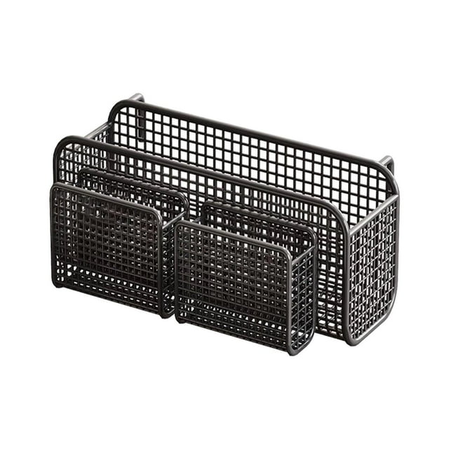 Estante colgante de metal tipo cesta para mesita de noche, estilo collage, fácil de instalar, para dormitorio. M negra con cesta