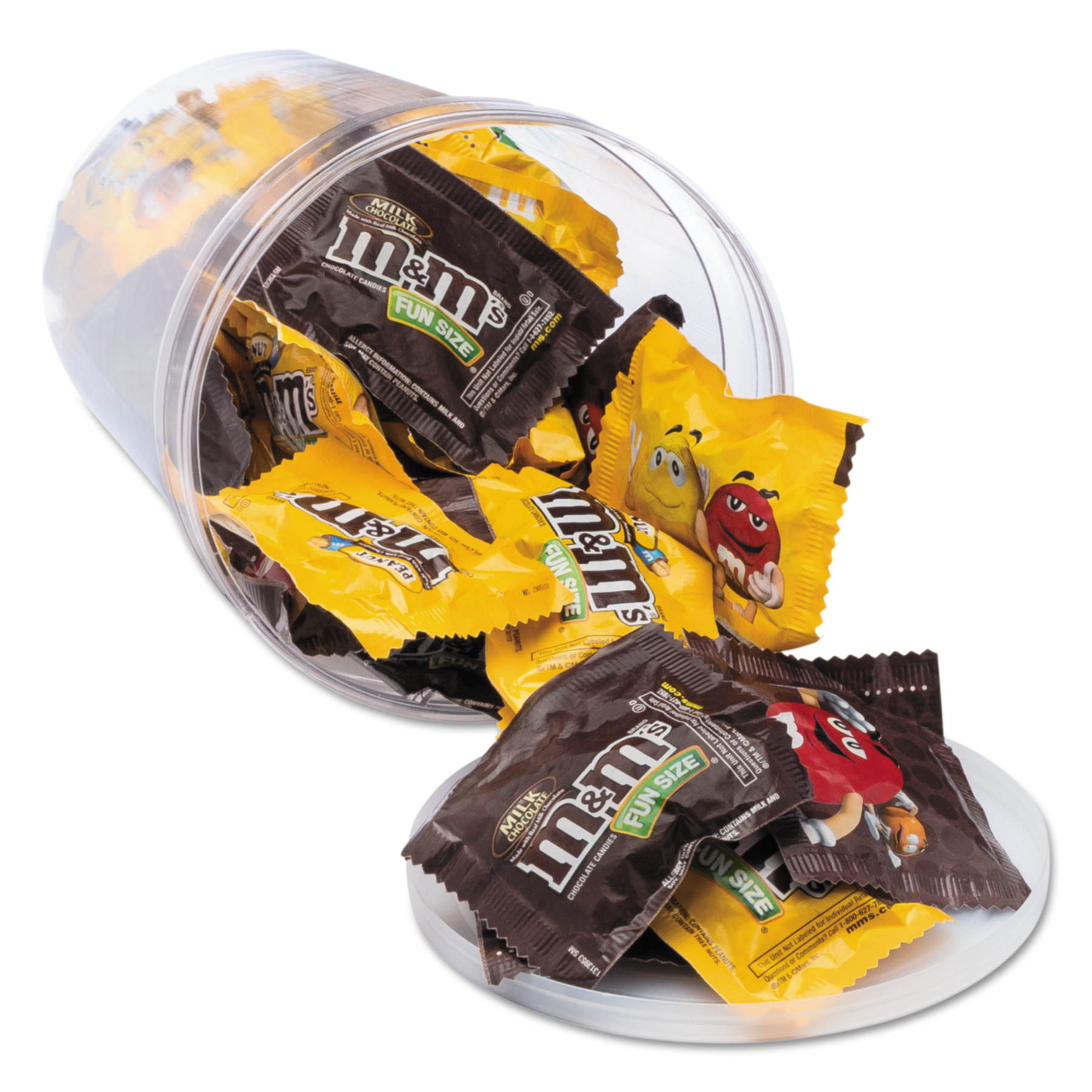 Office Snax Candy Tubs, Chocolate and Peanut M&Ms, 1.75 lb Resealable