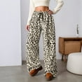 thumbnail image 2 of Arlun Leopard Casual Pants for Women Therian Fuzzy Soft Comfortable Baggy Pants Y2k Cheetah Printed High Waisted Drawstring Fall Winter Pants with Pockets Gold XL, 2 of 4