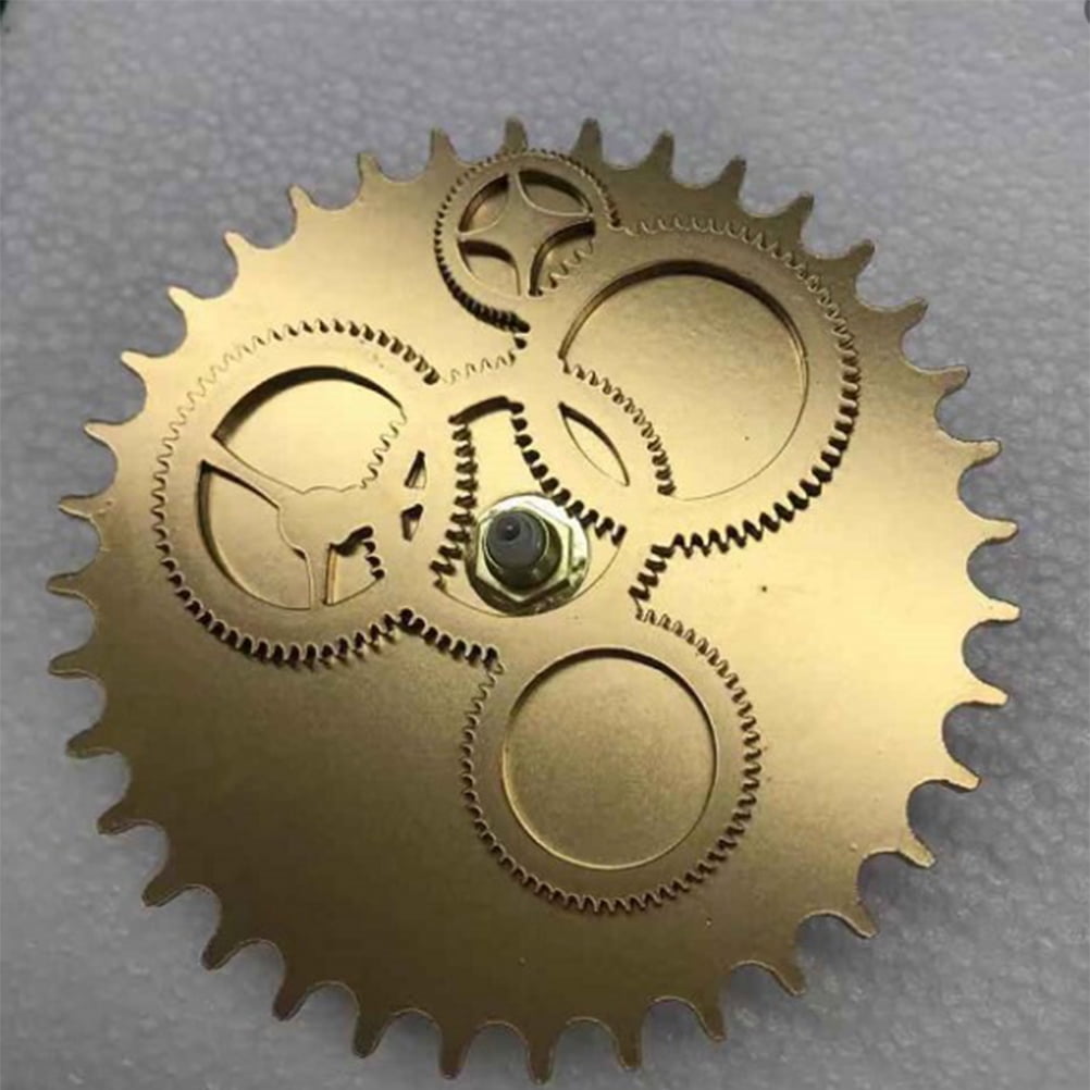 BESTYASH Golden Retro Wall Clock Chic Gear Design for Bedroom Kitchen Living Room