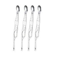 Raindrops Stainless Steel Crab Fork Picks Dual Purpose Seafood Tool for Eating Crab Legs and Lobster 4pcs Silver
