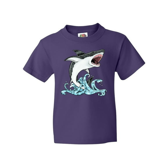 Inktastic Great White Shark Jumping Youth T-Shirt