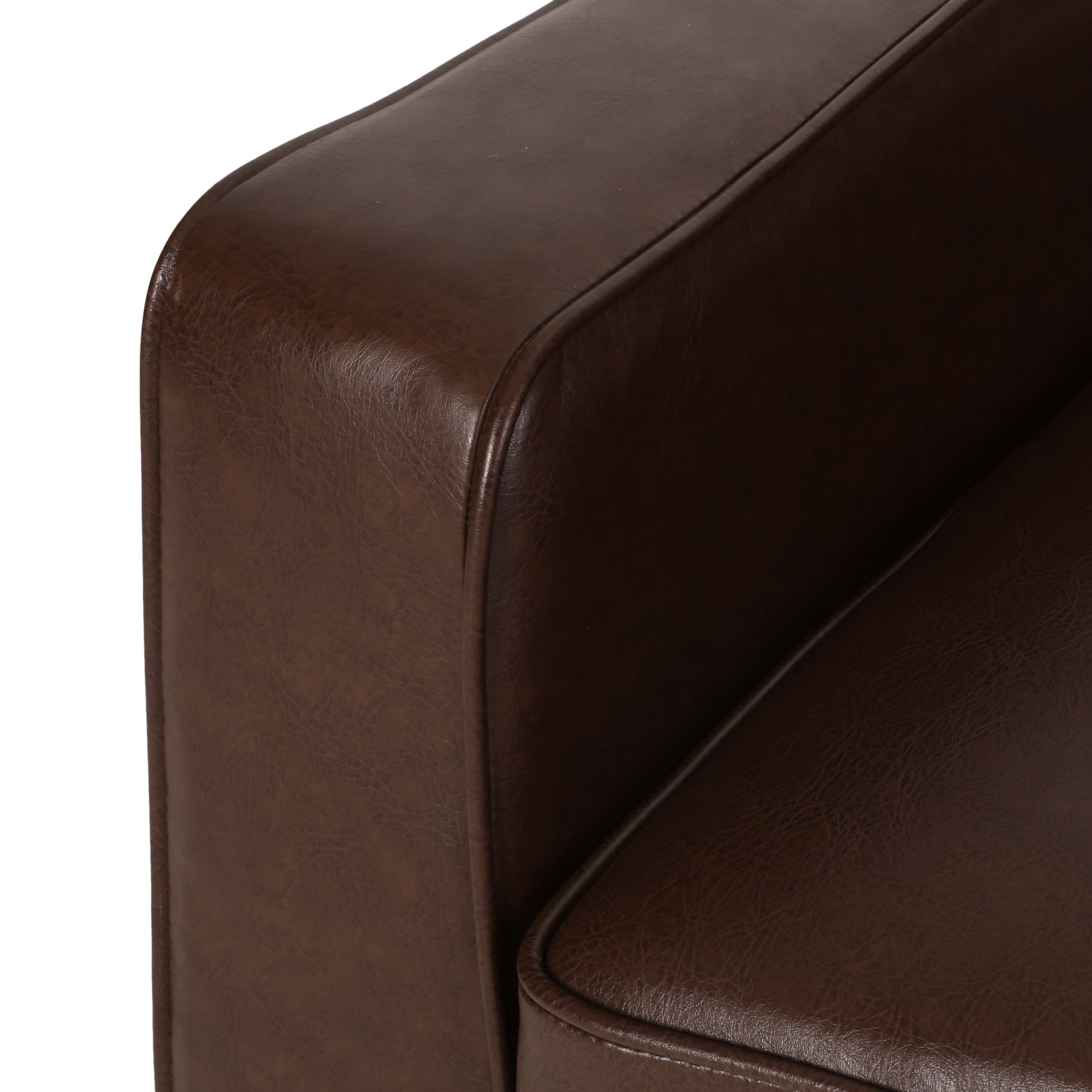 Noble House Derudder Indoor Upholstered Tufted Chaise Sectional, Dark Brown