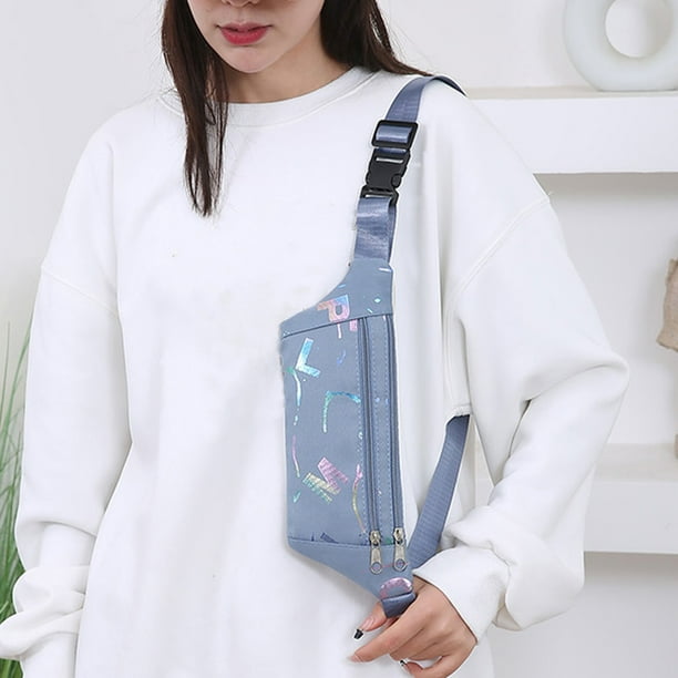 Bolso impermeable de nylon bandolera para mujeres y hombres | Bolso de hombro ligero para correr en el pecho, correa ajustable, gran capacidad, bolso de viaje para deportes al aire libre – azul