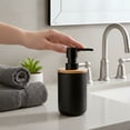 thumbnail image 3 of Black Soap and Lotion Pump Dispenser Padang with Bamboo Top - 10 fl oz - Perfect for Kitchen and Bathroom Countertops, 3 of 8