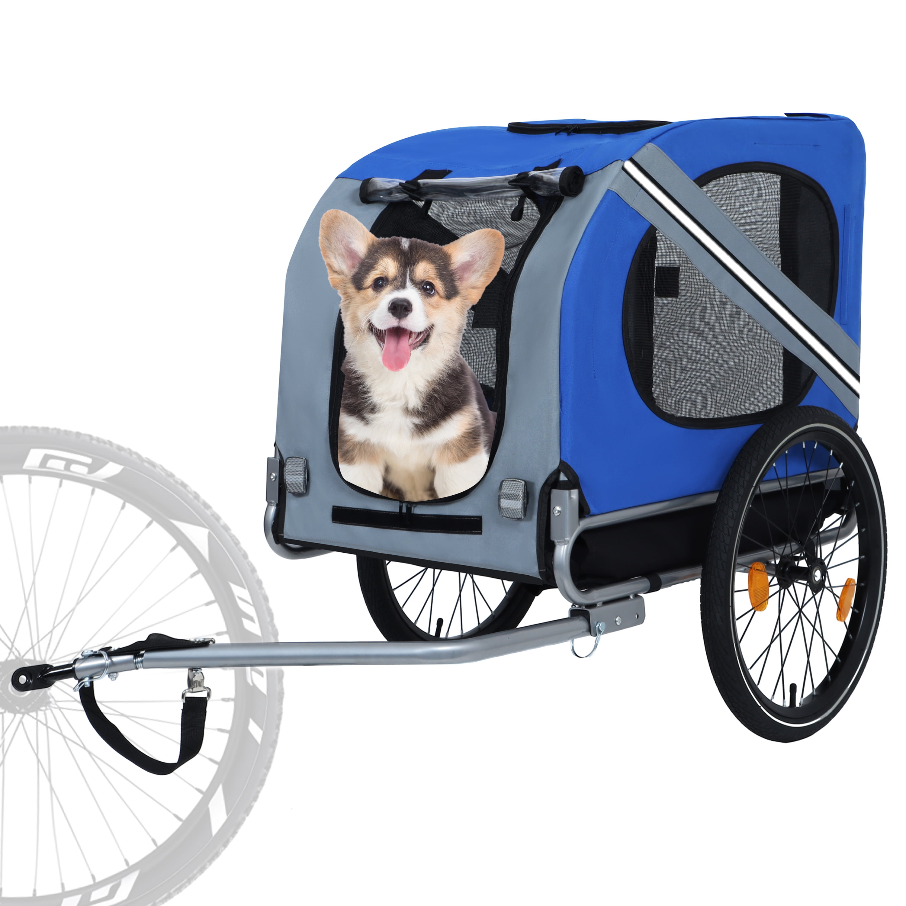 Large Folding Bike Trailer for Dogs, 66LB Capacity All-Terrain Pet Carrier, Durable Steel Frame for Cycling, Jogging, Camping & Outdoor Adventures