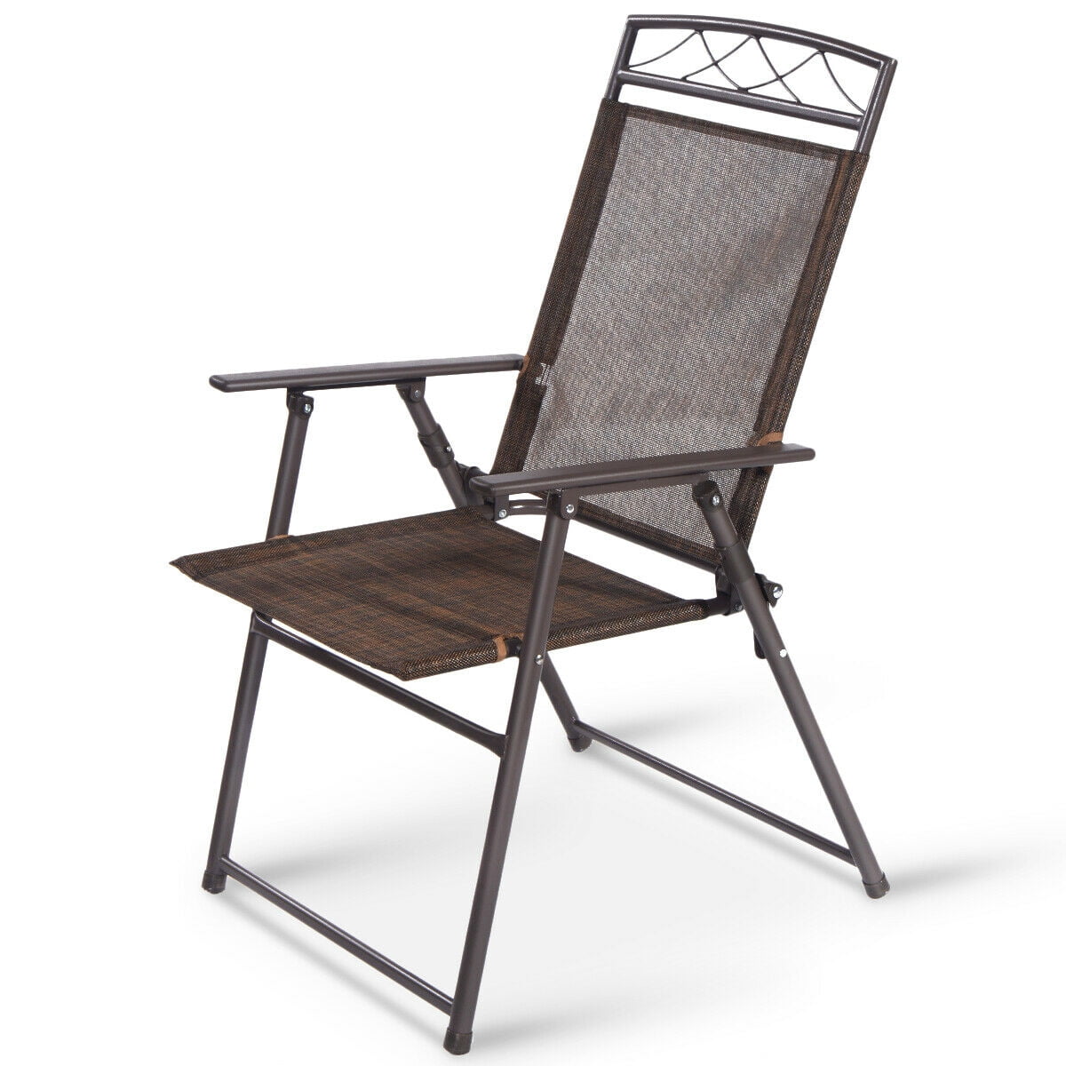 Costway Set of 4 Patio Folding Sling Chairs Steel Fabric Camping Deck Garden Pool