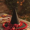 thumbnail image 5 of Hsqqdc Women Decorative Velvet Pointer Hat Ruffled Edge Long Ribbon Bow Festival Party Cap, 5 of 7