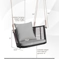 thumbnail image 2 of Costway Patio Hanging Rattan Basket Chair Swing Hammock Chair with Seat Cushion Grey, 2 of 10