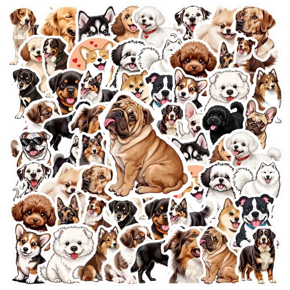 35pcs Playful Puppy Stickers Animal Cartoon Pack for Luggage Suitcase Notebook