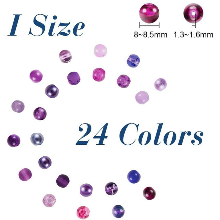 purple glass beads round bracelet spacers