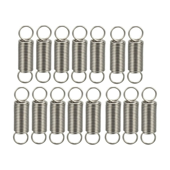 0.4x4x15mm Stainless Steel Small Dual Hook Tension Spring, 15pcs