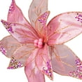 thumbnail image 5 of Glitter and Sequin Poinsettia Clip-on Christmas Ornament - 11.5" - Pink and Gold, 5 of 7