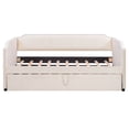thumbnail image 6 of Twin Daybed with Trundle, Velvet Upholstered Sofa Bed, Modern Pop Up Trundle Bed for Guest Room or Small Space, Beige, 6 of 7