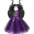 thumbnail image 2 of Vestido De Tutú De Bruja Malvada Púrpura Para Niñas , Disfraz De Halloween Para Niños , Cosplay , Fiesta , Vestidos , Gorra, 2 of 4