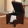 thumbnail image 4 of Adeco Brown Bonded Leather Square Tufted Storage Ottoman Footstool 18", 4 of 5