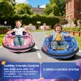 thumbnail image 7 of 12V Electric Bumper Car with Remote Control, 360° Spinning Ride On Vehicle with Music, Safety Belt, 2 Speed Modes, Rechargeable Battery Powered Toy Car (Blue), 7 of 7