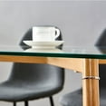 thumbnail image 4 of INO Design 5 Piece Mid Century Clear Glass Dining Table Furniture Set for 4, Fabric Chairs with Metal Leg (Grey), 4 of 6