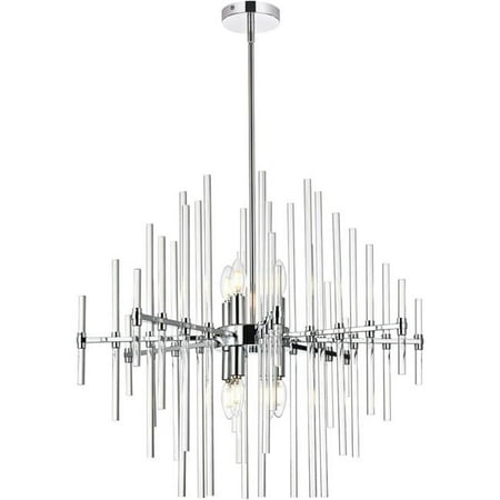 

Elegant Lighting 2502D27C 27 in. Sienna 8 Light Crystal Rod Pendant Ceiling Light Chrome
