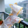 thumbnail image 6 of Cute Rainbow Print Dog Raincoat - Transparent Waterproof Pet Rain Jacket with Hood, Ideal for Outdoor Walks Rain, Yellow(L), 6 of 6