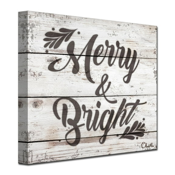 Brown and Gray Merry Christmas Wrapped Square Wall Art Decor 20" x 20"