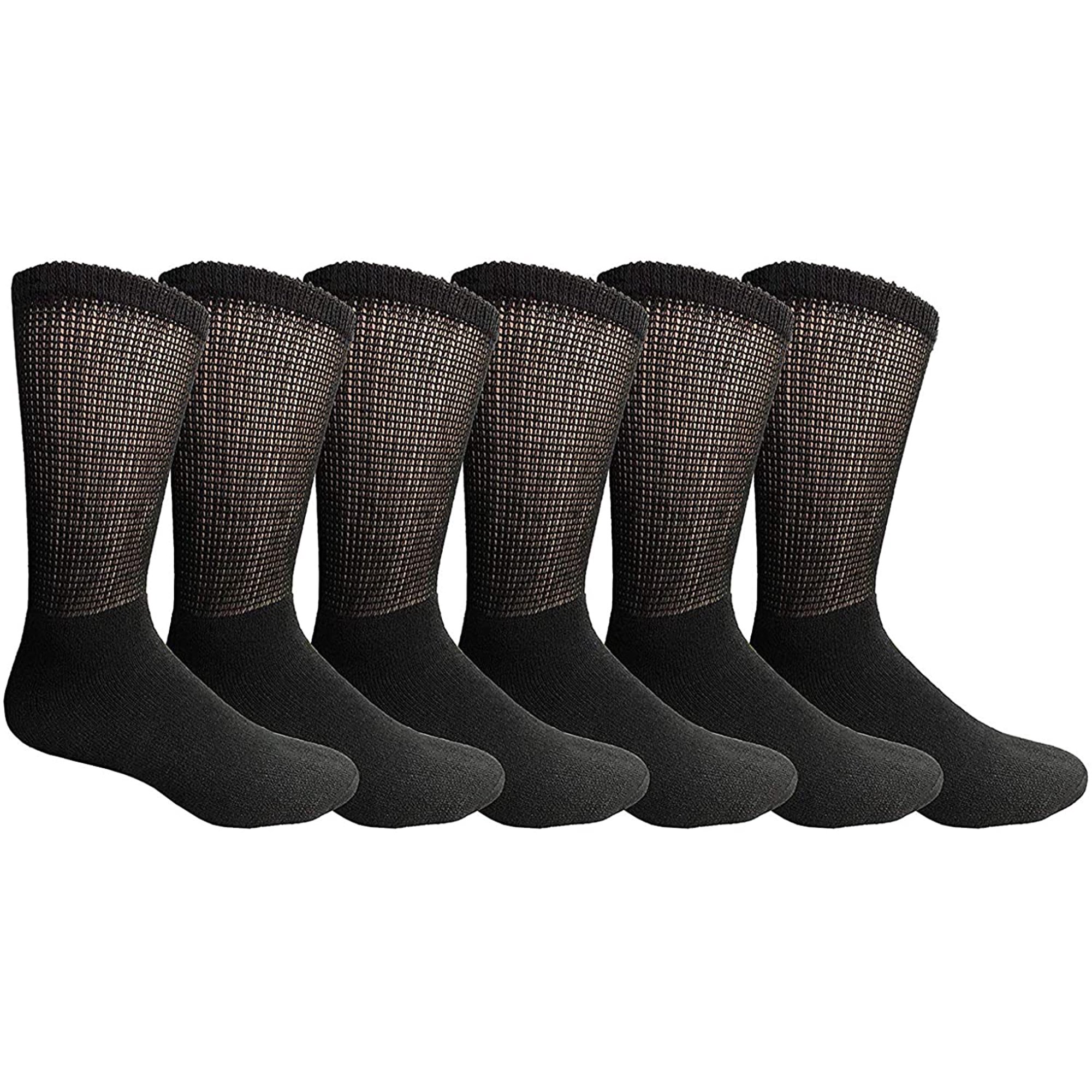SOCKS'NBULK 6 Pairs Men and Women Value Pack of Ring Spun Cotton Crew Diabetic Nephropathy Socks