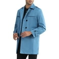 thumbnail image 4 of INSPIRE CHIC Trench Coat for Men's Notch Lapel Double Breasted Windbreaker Long Jacket Overcoat XL Blue, 4 of 5