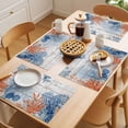 thumbnail image 5 of Orange Navy Blue Coral Placemats Set of 6 Summer Beach Coastal Ocean Wooden Place Mats Indoor Wipeable Table Mats Washable Cloth Dining Table Placemats for Kitchen Holiday Party Home Decor 13x19 Inch, 5 of 9