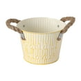 thumbnail image 3 of Maceta de hierro con forma de cubo para flores con asas, adorno decorativo para terraza Beige, 3 of 9