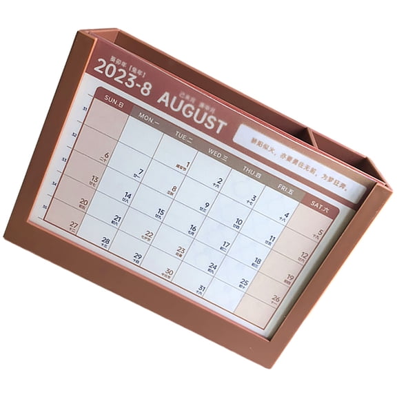 GOOHOCHY Red Desk Calendar for Home Office with Pen Holder and Clear Date Printing, Organizer for Daily Planning