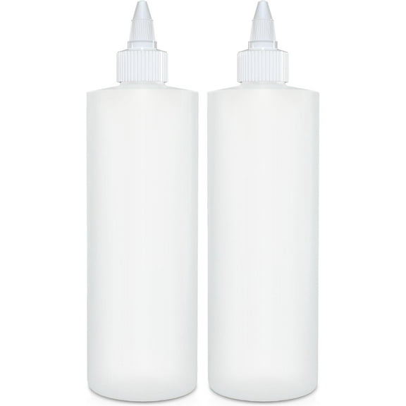 Condiment Squeeze Bottles, 16 OZ Empty Squirt Bottle with Twist Top Cap, Leak Proof - Great for Ketchup, Mustard, Syrup, Sauces, Dressing, Oil, Arts and Crafts, BPA FREE Plastic - 2 PACK