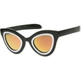 thumbnail image 2 of sunglassLA Unisex Womens High Fashion Two-Toned Mirrored Cat Eye Sunglasses (Shiny Black-White / Magenta Mirror) - 42mm, 2 of 4