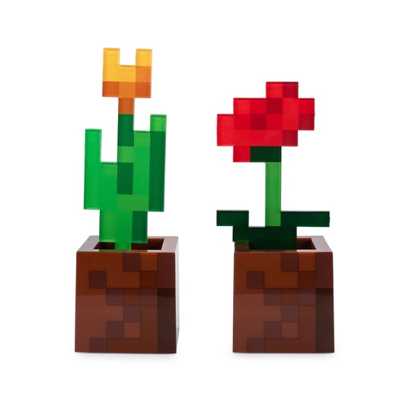 Minecraft Orange Tulip and Poppy Flower Pot Mood Lights | Set of 2
