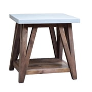 Alaterre Furniture Brookside 22W Wood and Concrete-Coated Top Wood End Table