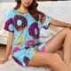 thumbnail image 4 of Balery Donuts Conjunto de Pijama para Mujer con Estampado, Dos Piezas de Manga Corta y Shorts, Ropa de Dormir Suave con Cuello Redondo y Bolsillos-3X-Large, 4 of 6