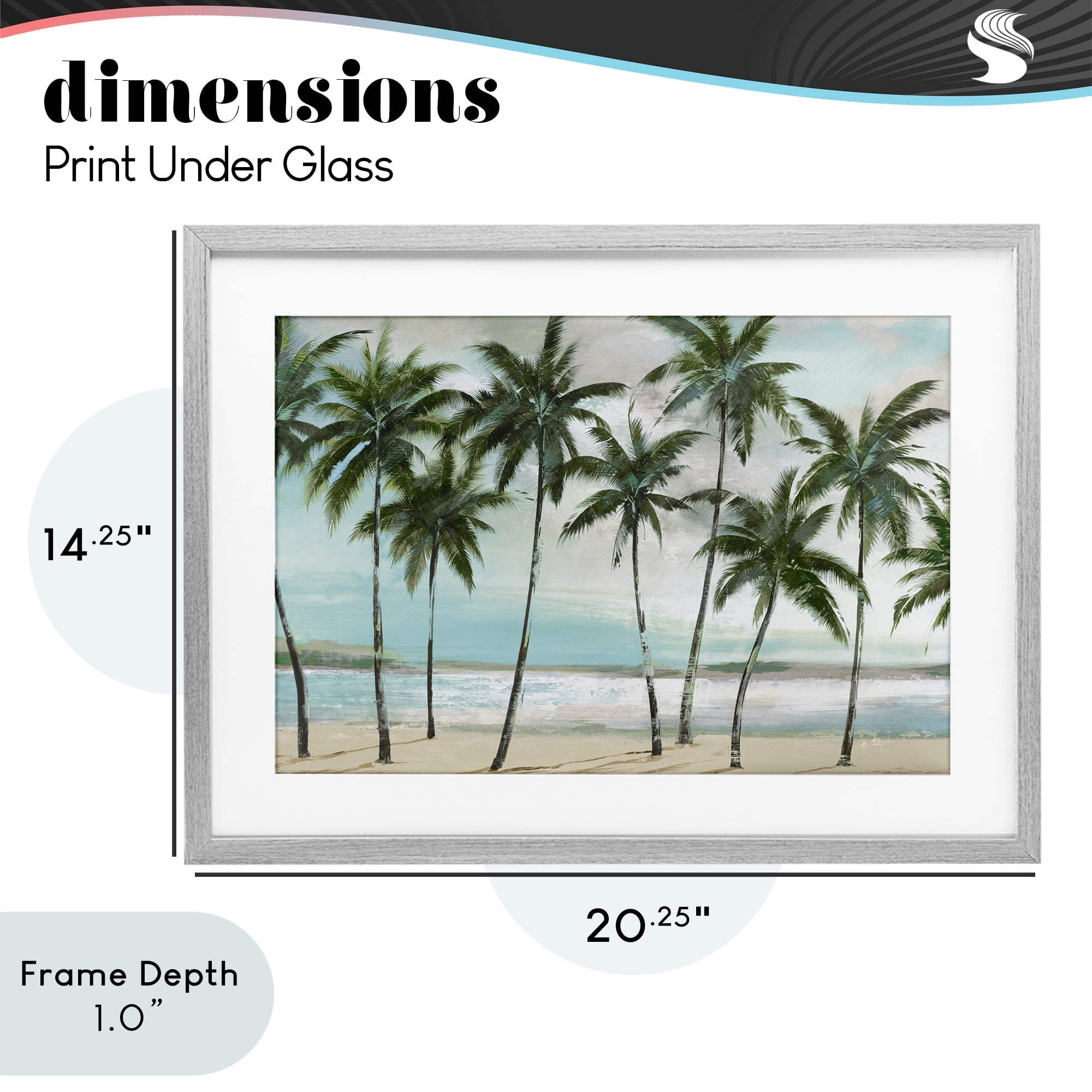 Stupell Industries Palms in A Row Coastal Gray Framed Print Under Glass, design by Lorenzo Collective