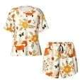 thumbnail image 2 of Yiaed Flower Fox Print Short Sleeve Pajama Sets for Women Casual Crew Neck 2 Piece Lounge Sets Women's Short-Sleeved Pajama-4X-Large, 2 of 5