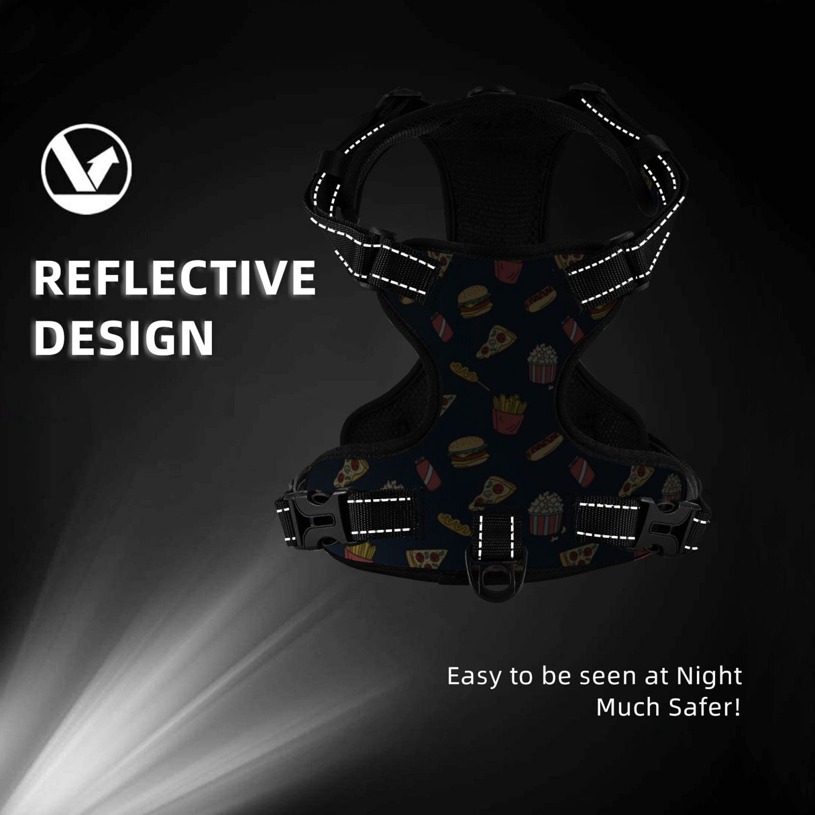 Vsdgher Fastfood Dog Harness, No-Pull Pet Harness, Dog Vest, Pet Vest for Small to Large Dogs-Small