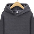 thumbnail image 3 of Sudadera con capucha para hombre y mujer, estilo jersey, holgada, lisa, con bolsillos, para otoño e invierno. Gris L, 3 of 4