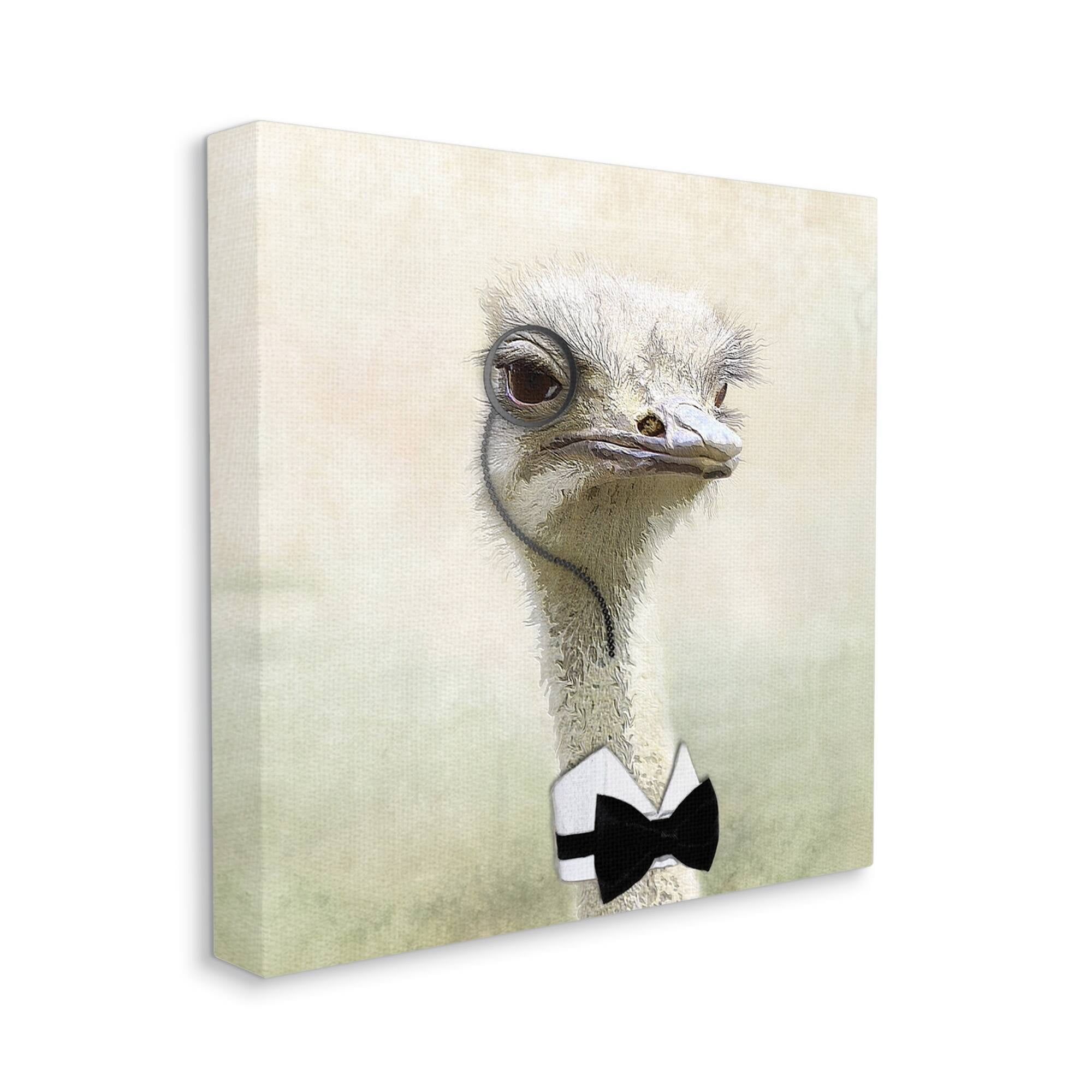 Stupell Industries Stoic Ostrich Bowtie & Monocle Animals & Insects Painting Gallery Wrapped Canvas Print Wall Art