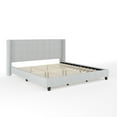 thumbnail image 2 of Martha Stewart Kay King Upholstered Platform Bed with Channel Stitched Wingback Headboard and Cushioned Siderails, Wood Slat Foundation, No Box Spring Needed, Gray, 2 of 11