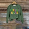 thumbnail image 2 of BKQCNKM Mardi Gras Outfit for Women Mardi Gras Shirts for Women Oversized Sweatshirt for Women Sweatshirt for Women Crew Neck Long Sleeve Mardi Gras Mardi Gras Sweatshirt, Green S, 2 of 4